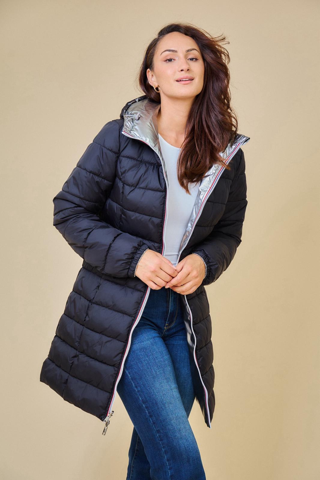 The reversible silver raincoat